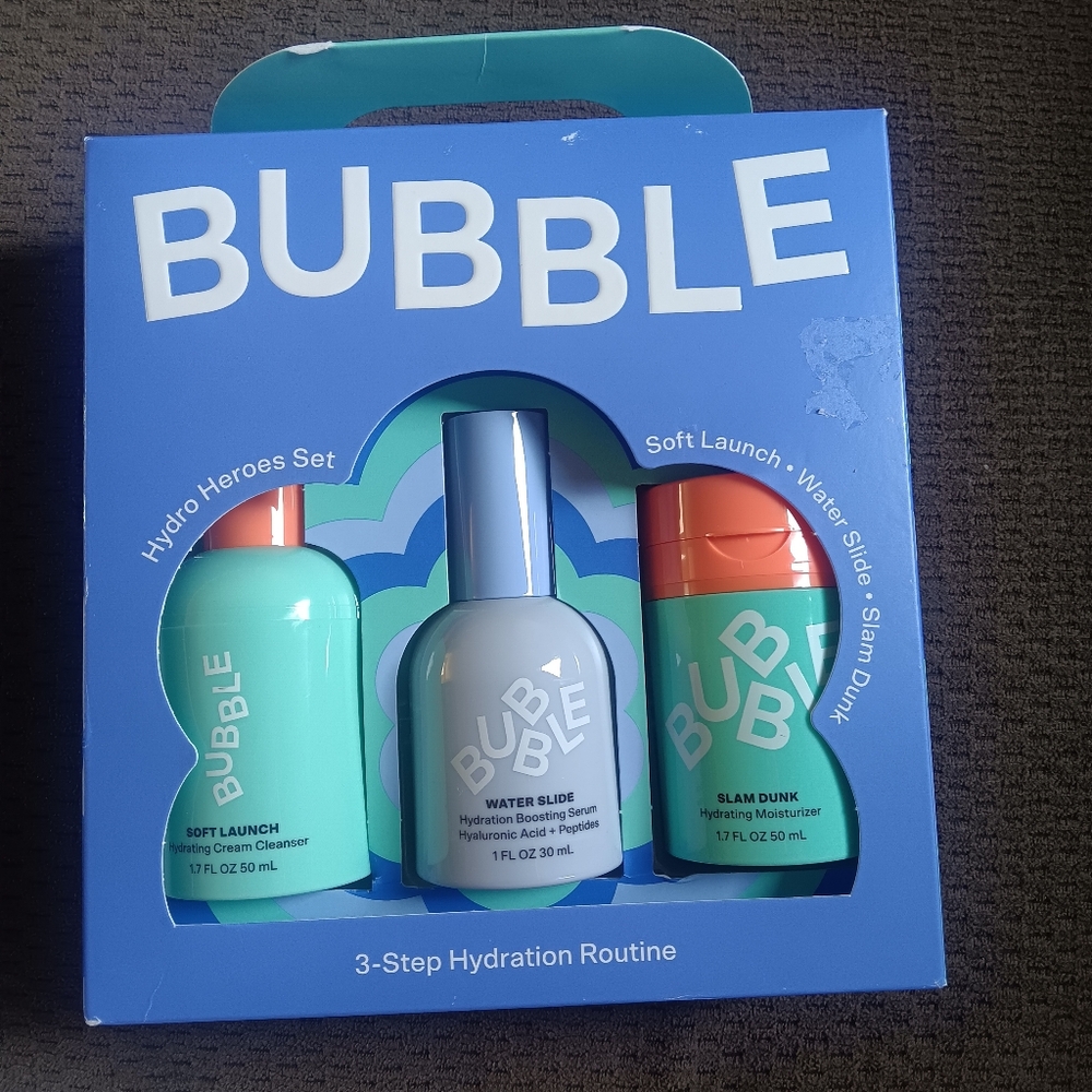 Bubble Skincare Hydro Heroes 3-Step Hydration Routine Kit Gift Set New!